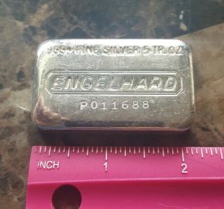 Vintage Engelhard 5 Troy Oz.  999 Silver Hand Poured Loaf Bar Ingot P011688