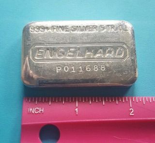 Vintage Engelhard 5 troy oz.  999 Silver Hand Poured Loaf Bar Ingot P011688 4