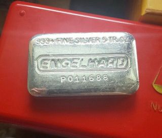 Vintage Engelhard 5 troy oz.  999 Silver Hand Poured Loaf Bar Ingot P011688 6