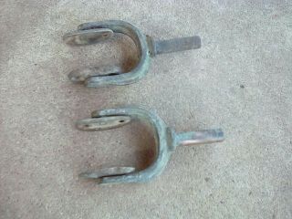 VINTAGE BRASS BRONZE OAR LOCKS PAIR - Rowlock Horns - Bronze Oarlocks 2