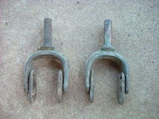 VINTAGE BRASS BRONZE OAR LOCKS PAIR - Rowlock Horns - Bronze Oarlocks 3
