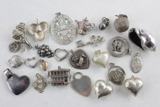 25 X.  925 Sterling Silver Pendants Inc.  Apple,  Quirky,  Unusual,  Heart (108g)