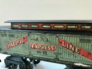 Issmayer 0 ga. ,  8 wheel,  American Market Pacific Express Litho Baggage Car - - Rare 3