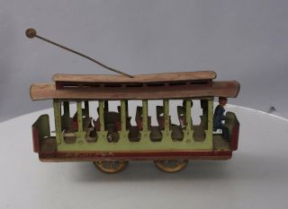 Vintage Large Scale Pressed Steel Trolley With Driver