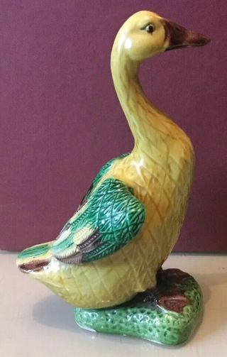 Vintage Pair Chinese Tang Revival 3 - Color Sancai Majolica Duck Figurines 2