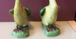 Vintage Pair Chinese Tang Revival 3 - Color Sancai Majolica Duck Figurines 5