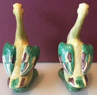 Vintage Pair Chinese Tang Revival 3 - Color Sancai Majolica Duck Figurines 6