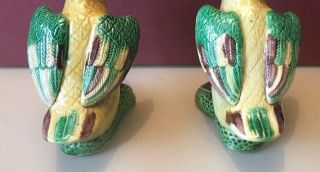 Vintage Pair Chinese Tang Revival 3 - Color Sancai Majolica Duck Figurines 7