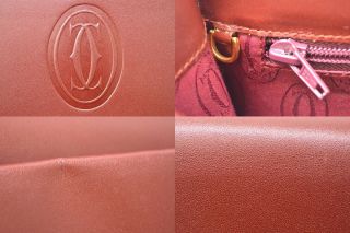 Authentic Cartier Must Line Leather One Shoulder Bag Vintage Bordeaux Gold Women 11