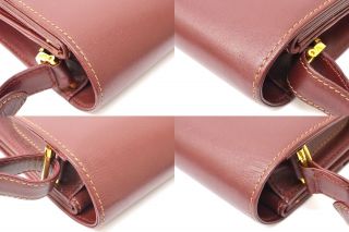 Authentic Cartier Must Line Leather One Shoulder Bag Vintage Bordeaux Gold Women 5