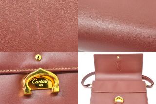 Authentic Cartier Must Line Leather One Shoulder Bag Vintage Bordeaux Gold Women 8