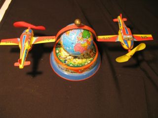 West Germany Toy Planes Wind Up - - Planes Spinning The Globe - Cond