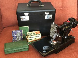 Rare Singer Featherweight 221 Sewing Machine 1949 Serviced Read