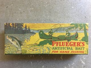 Vintage Pflueger Wooden Artificial Bait 3996 Surprise White - Red 7
