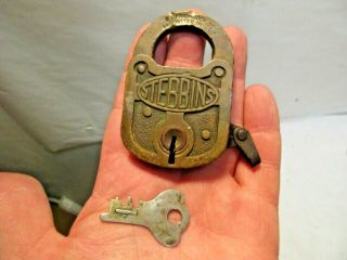 Vintage Stebbins Brass E.  T.  Fraim Lock Co Padlock W Key In Good Shape Nr