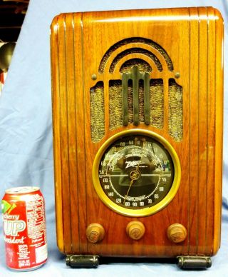Antique Art Deco 1938 Zenith Tombstone Tube Radio 5 - S - 228 Plays