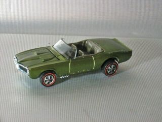 Vintage 1968 Hot Wheels Redline Custom Pontiac Firebird Usa Olive