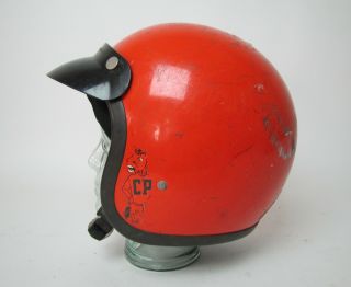Vintage Bell RT Toptex helmet motorcycle car racing orange 7 1/2 /w visor 2