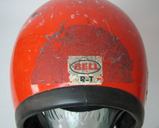 Vintage Bell RT Toptex helmet motorcycle car racing orange 7 1/2 /w visor 7