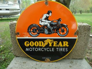 Vintage 1936 Goodyear Motorcycle Tires Porcelain Tires Sign Good Year