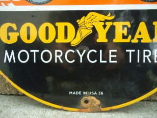 VINTAGE 1936 GOODYEAR MOTORCYCLE TIRES PORCELAIN TIRES SIGN GOOD YEAR 2