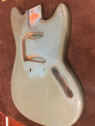 1966 1967 Fender Duosonic Duo Sonic Ii Guitar Body Aged Blue W Extra Parts Rare