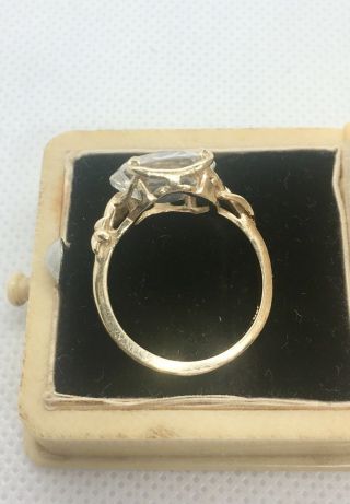 Huge 10k Gold 4.  5 Carat Rock Quartz Crystal Ring Vintage Jewelry Size 7 6