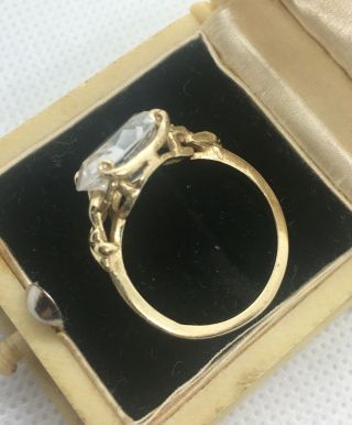 Huge 10k Gold 4.  5 Carat Rock Quartz Crystal Ring Vintage Jewelry Size 7 7