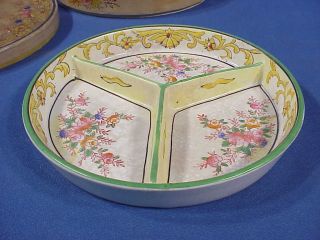 Moriyama Mori - Machi Hand Painted Floral Divided Relish Dish 1920 