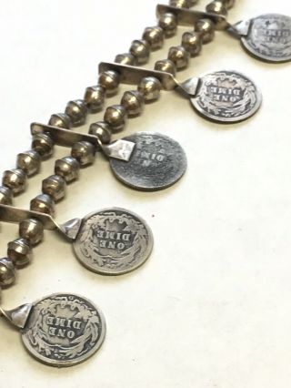 Vintage Navajo Sterling Silver Squash Blossom Coin Necklace Mercury Dime BEGAY 6