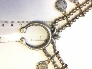 Vintage Navajo Sterling Silver Squash Blossom Coin Necklace Mercury Dime BEGAY 8