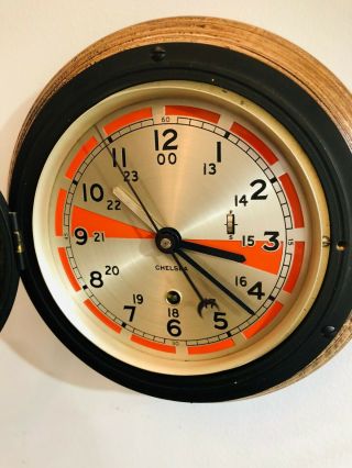 Vintage Brass Chelsea Radio Room Ship ' s Clock W/ Recess Mount 6 