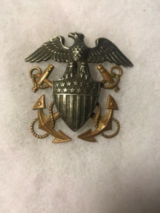 Ww2 Us Navy Hat Badge Sterling (d65