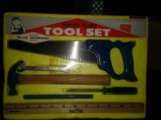 Vintage Handy Andy Tool Set Blue Diamond Foam Backing And Tools New/old Stock