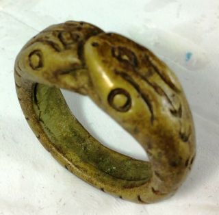 Antique Snake Eat Snake Ring 2 Head Thai Amulet Magic Power Luck Love Infinity