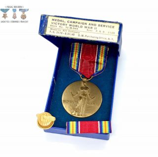 Wwii Us Victory Medal Ribbon Bar Honorable Discharge Lapel Pin Medallic Art Co.