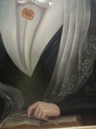 Large Fine Antique BRITISH FOLK Oil Painting Portrait of a Lady c1820 10