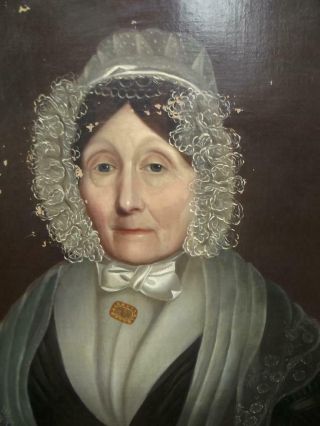 Large Fine Antique BRITISH FOLK Oil Painting Portrait of a Lady c1820 5