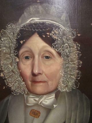Large Fine Antique BRITISH FOLK Oil Painting Portrait of a Lady c1820 6