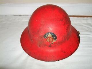 Vintage York Fire Department Civil Defense Helmet Red Metal Military Fdny