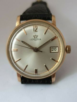 Vintage Gold on Steel 1950 ' s LEMANIA with rare caliber 3065 17 Jewels Watch 3