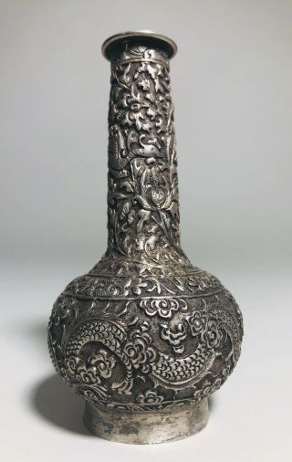 Chinese Straits Silver Vase Peranakan Nyonya 19th C NR 2