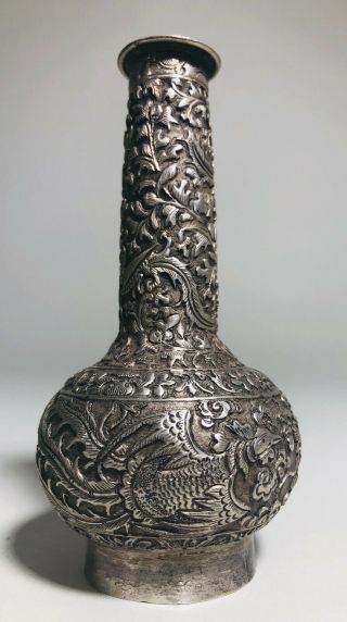 Chinese Straits Silver Vase Peranakan Nyonya 19th C NR 3