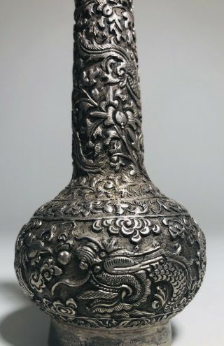 Chinese Straits Silver Vase Peranakan Nyonya 19th C NR 4