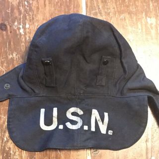 Vintage Wwii Usn Us Navy N - 1 Sailor Deck Hat Cap | Size 7 | Winter Cold Weather
