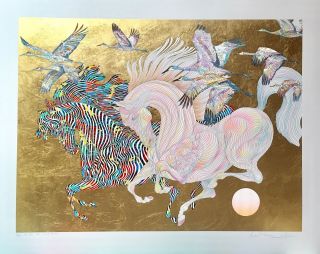 Rare Guillaume Azoulay " Le Vol Des Grues 1/100 " Serigraph On Paper H/s