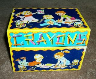 Vintage J.  Chein & Co.  Metal Tin Crayon Box Made In The Usa