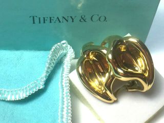 Rare Tiffany & Co Peretti 18k Yellow Gold Calla Lily Flower Cuff Earrings 16.  Gm