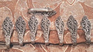 Florentine Lace By Reed & Barton - Total Of 8 Napkin Clips - 5.  06oz Sterling