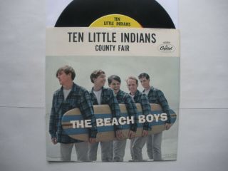 Beach Boys 1962 0riginal Pic.  Sleeve,  45 " Ten Little Indians/county Fair " Rare